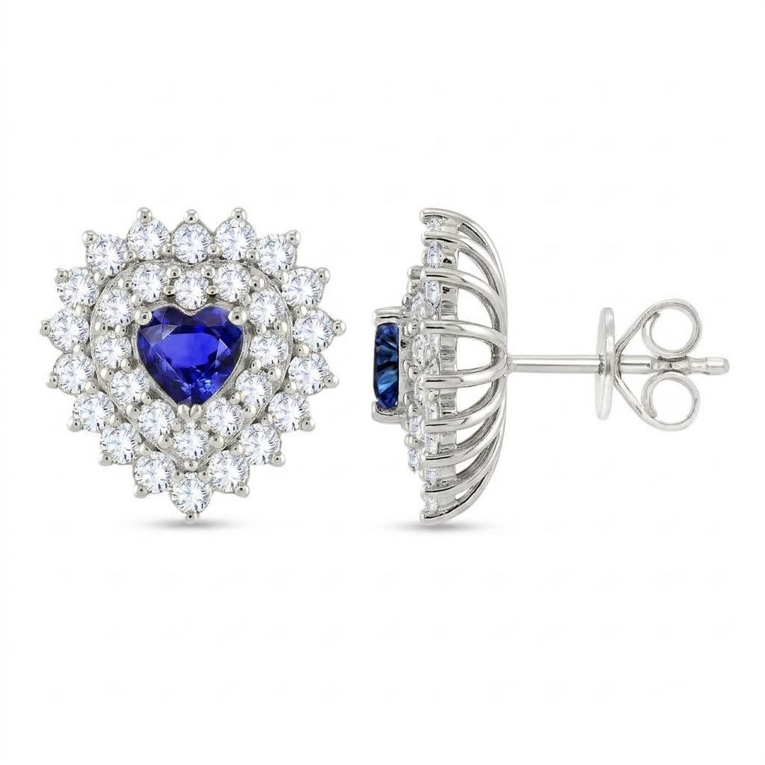 LG - 14K 1.21CT D-EARRING LDS HRT/RDS CERTIFIED SAPHIRE 0.62